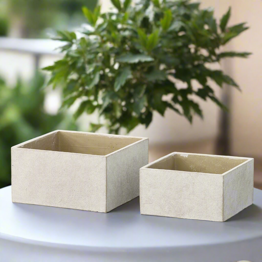 Calvian Terracotta Square Planter Set (Set of 2)