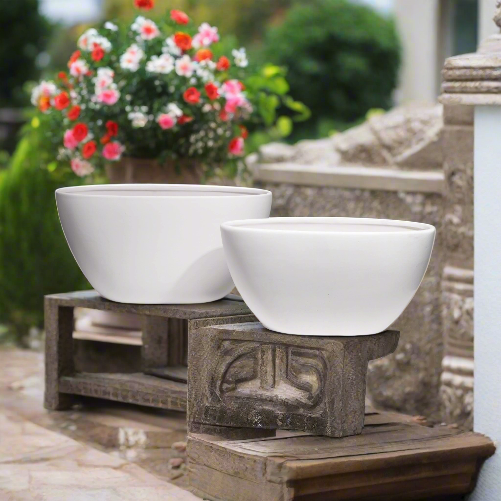 Ceylin Low Oval Ceramic Planter Set (Set of 2)