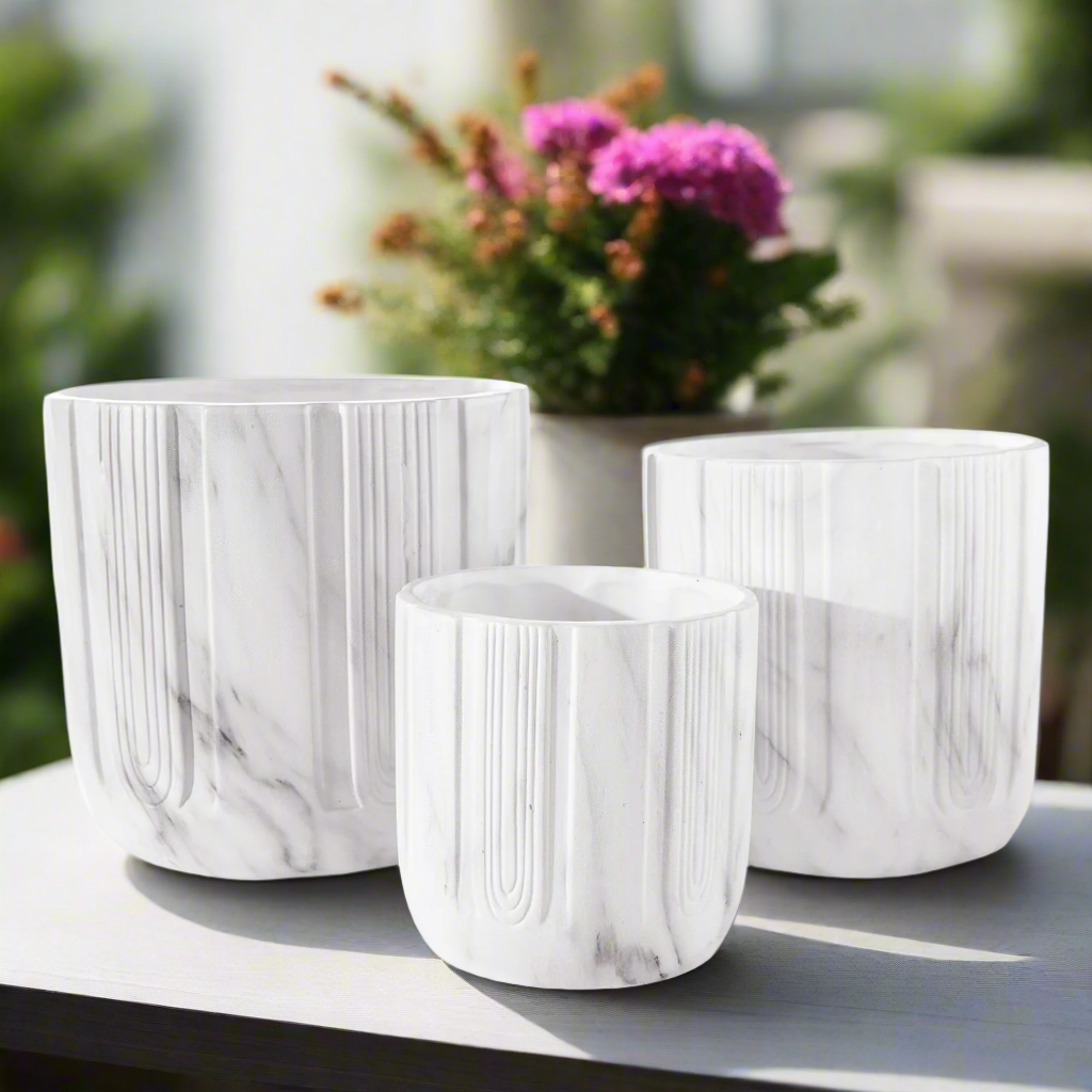 Davina Ceramic Round Planter Set (Set of 3)
