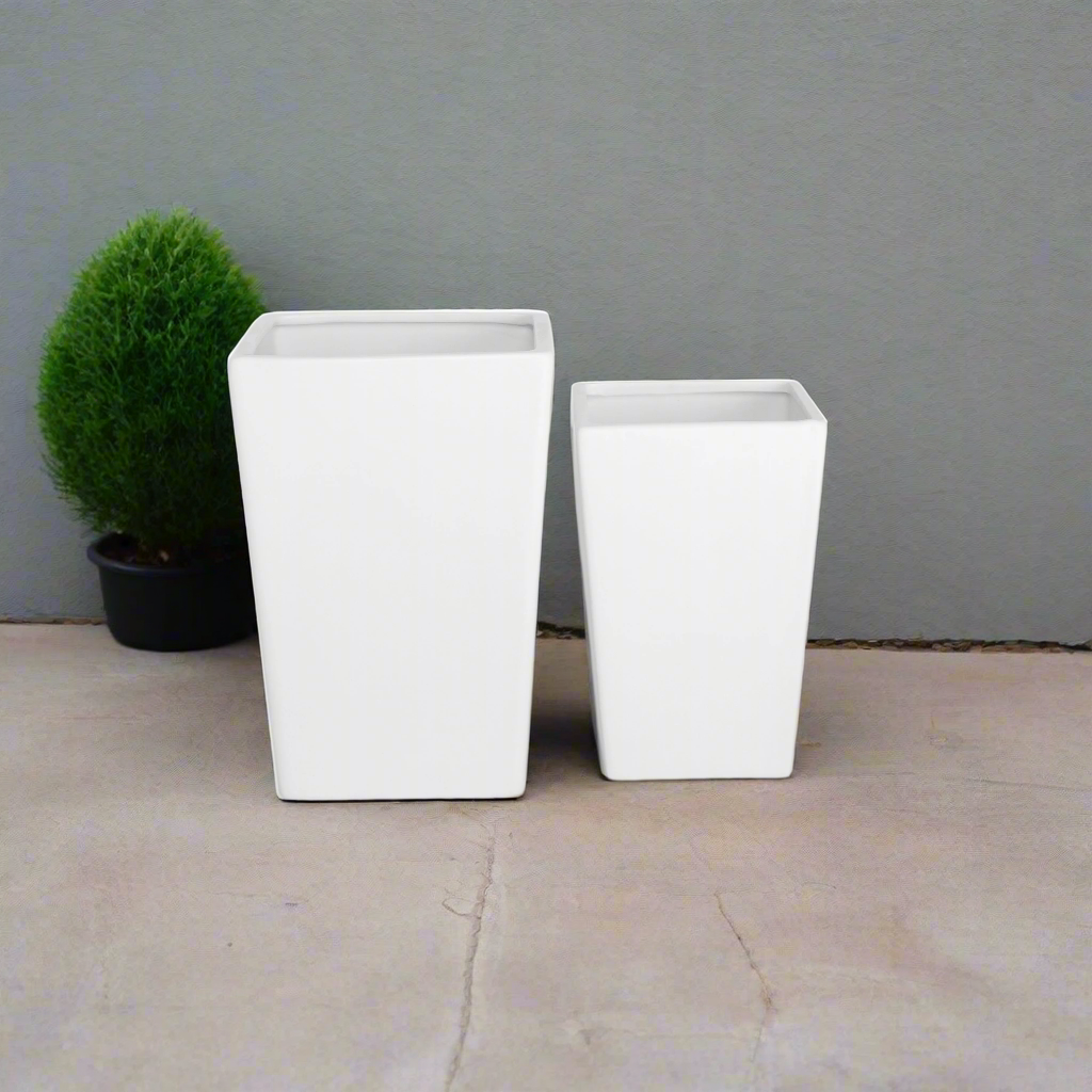 Penelope Ceramic Square Planter Set (Set of 2)