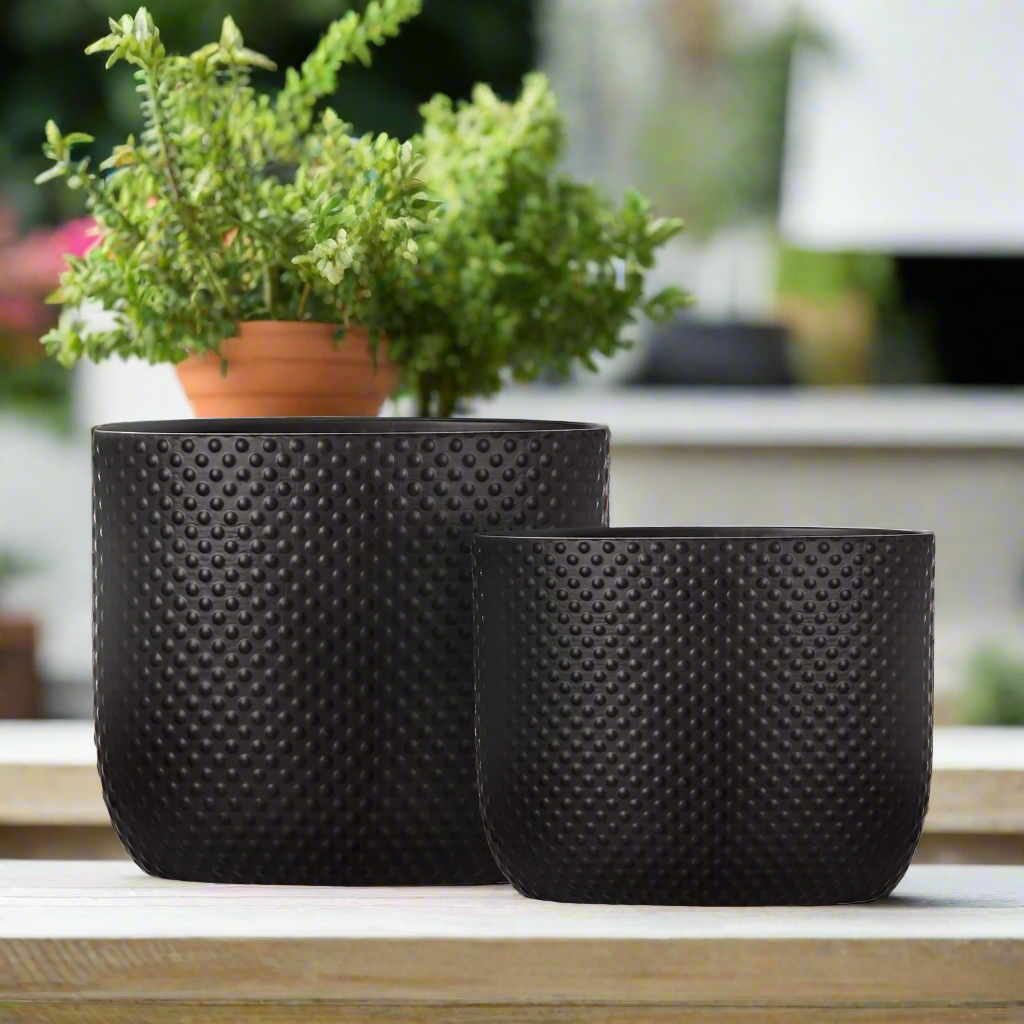 Dovara Symmetry Oval Ceramic Planter Set (Set of 2)