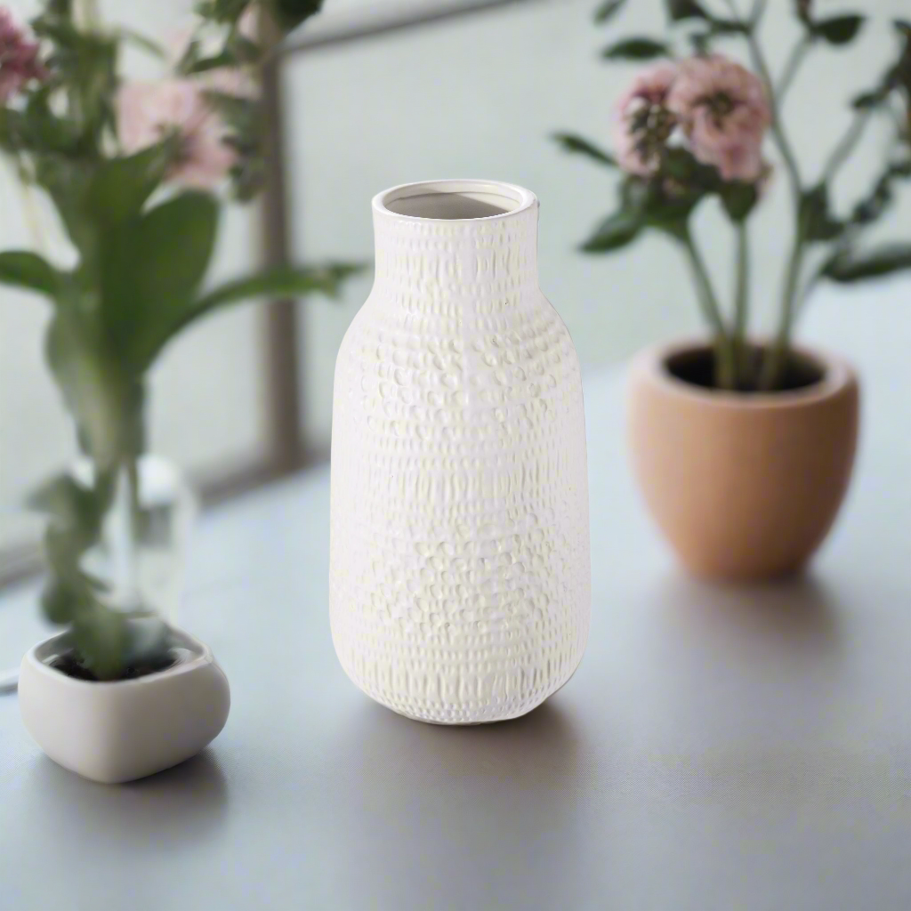 Nyla Ceramic Debossed Tribal Vase