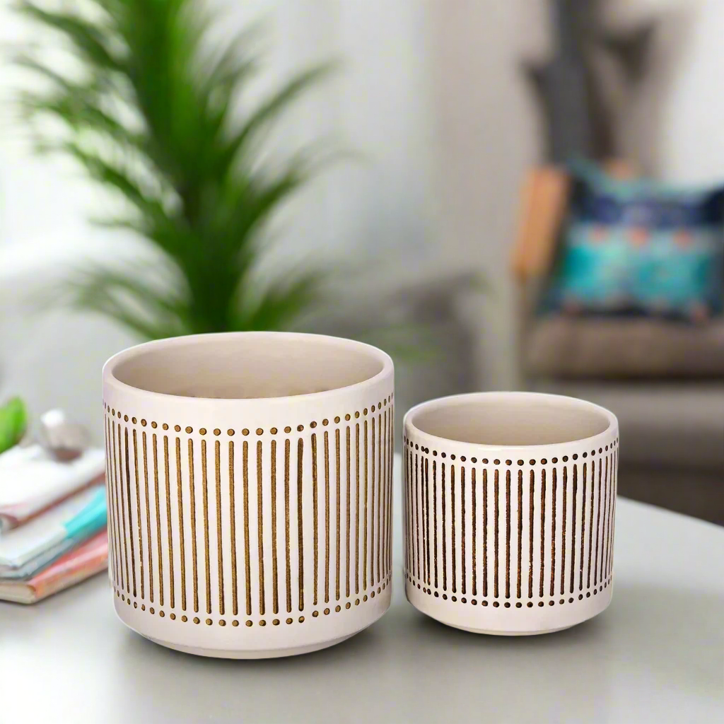 Kessler Ribbed Planter Set (Set of 2)