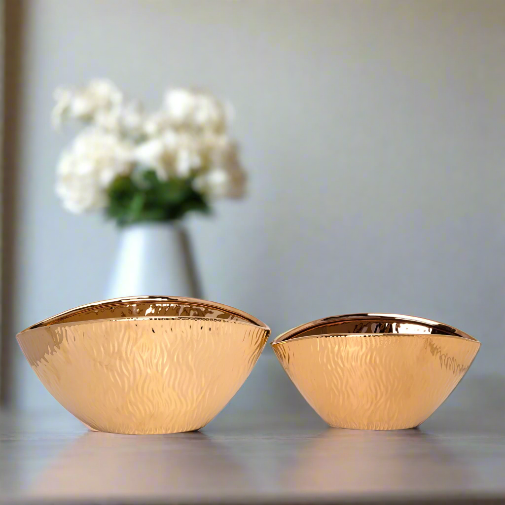 Bellamy Electroplated Oval Ceramic Decor Set (Set of 2)