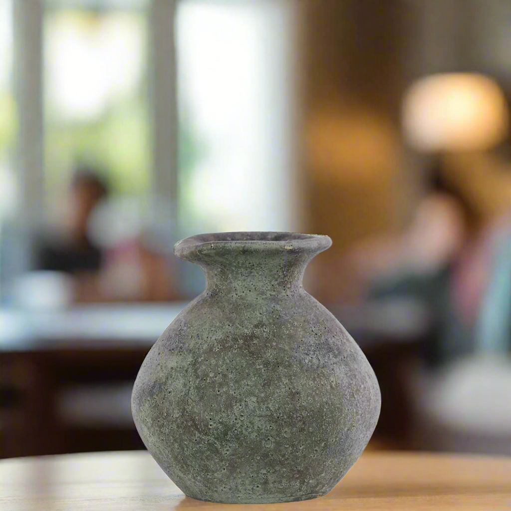 Neena Terracotta Bellied Round Flower Vase with Uneven Lips