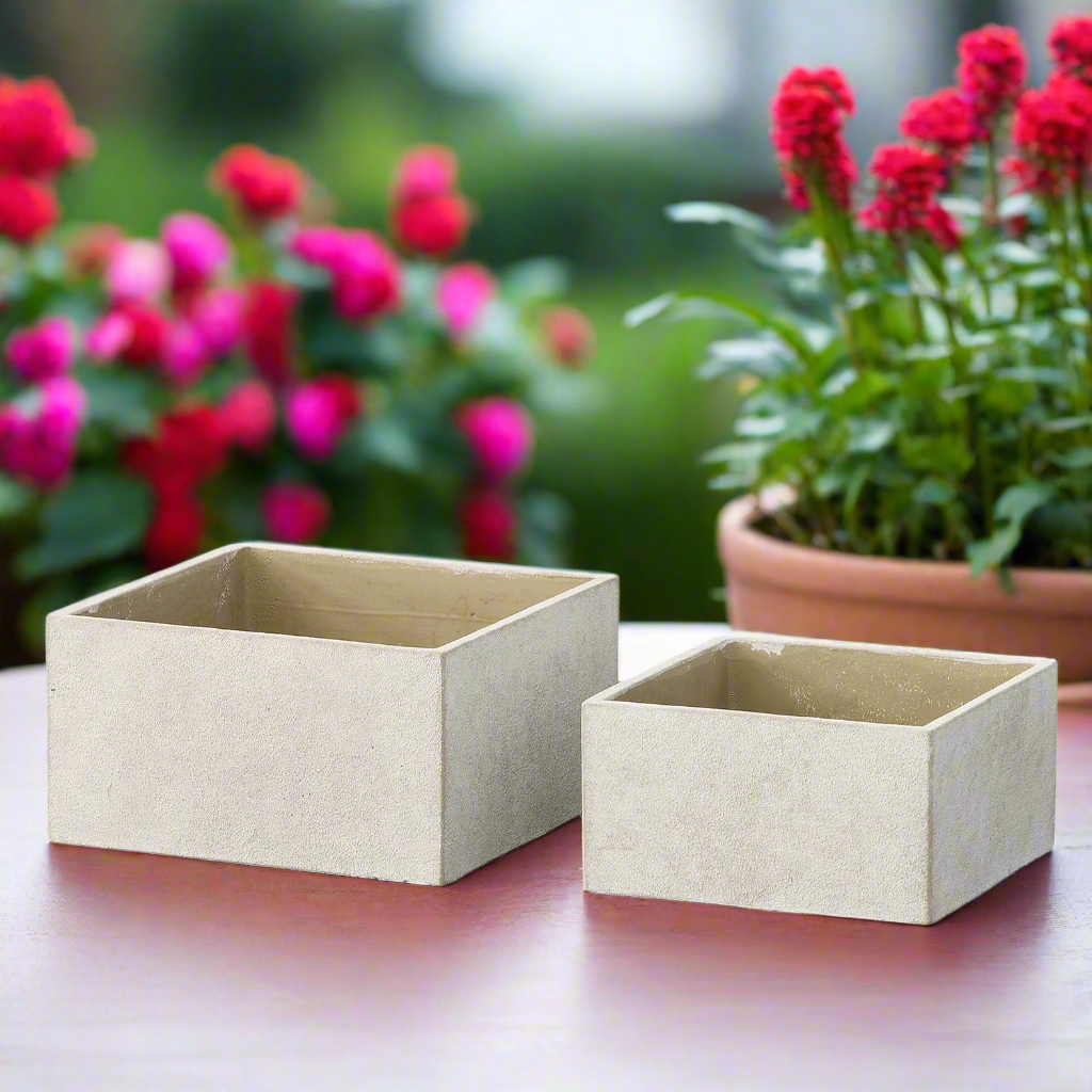 Calvian Terracotta Square Planter Set (Set of 2)