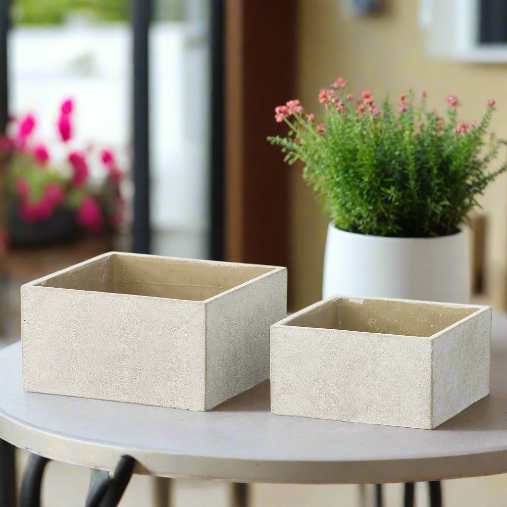 Calvian Terracotta Square Planter Set (Set of 2)