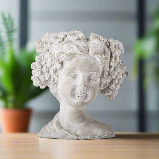 Havanah Distressed Cement Child Head Pot
