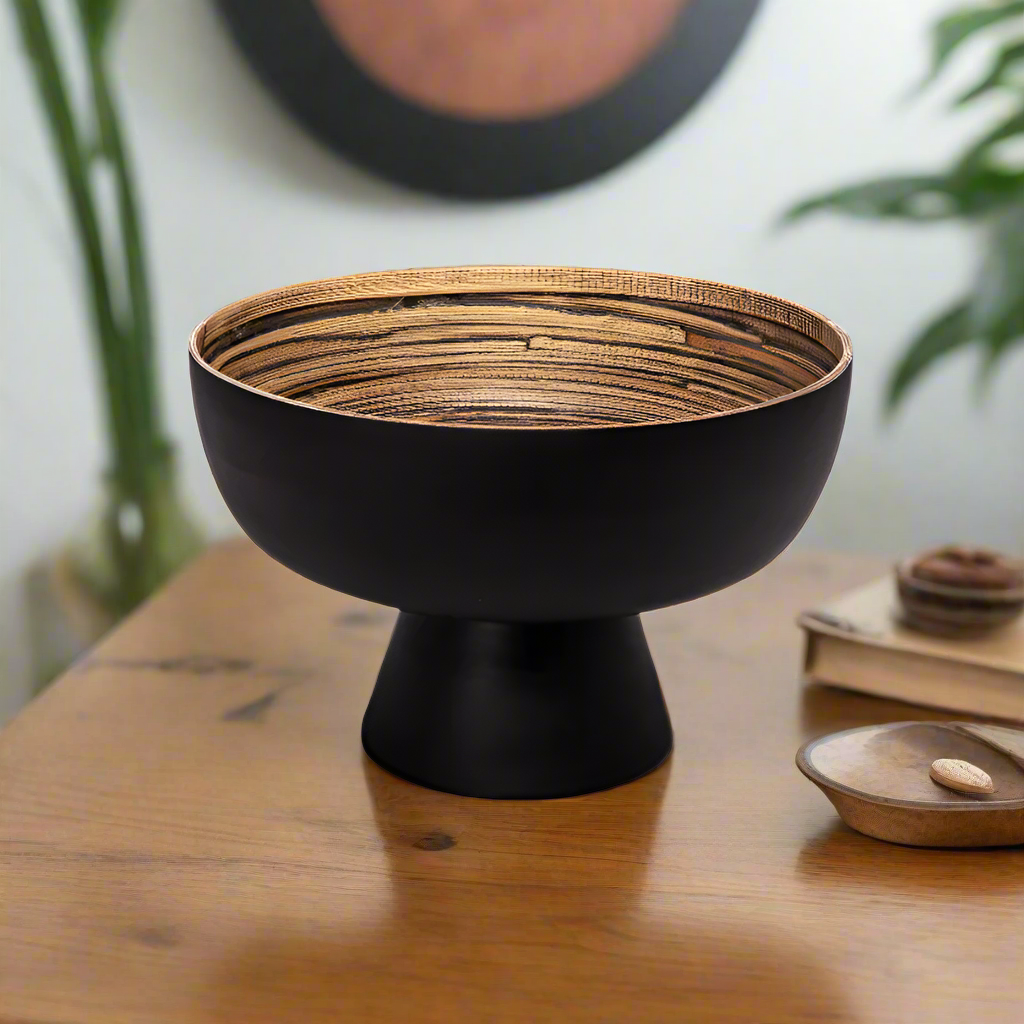 Nova Lacquer Bamboo Bowl with Base