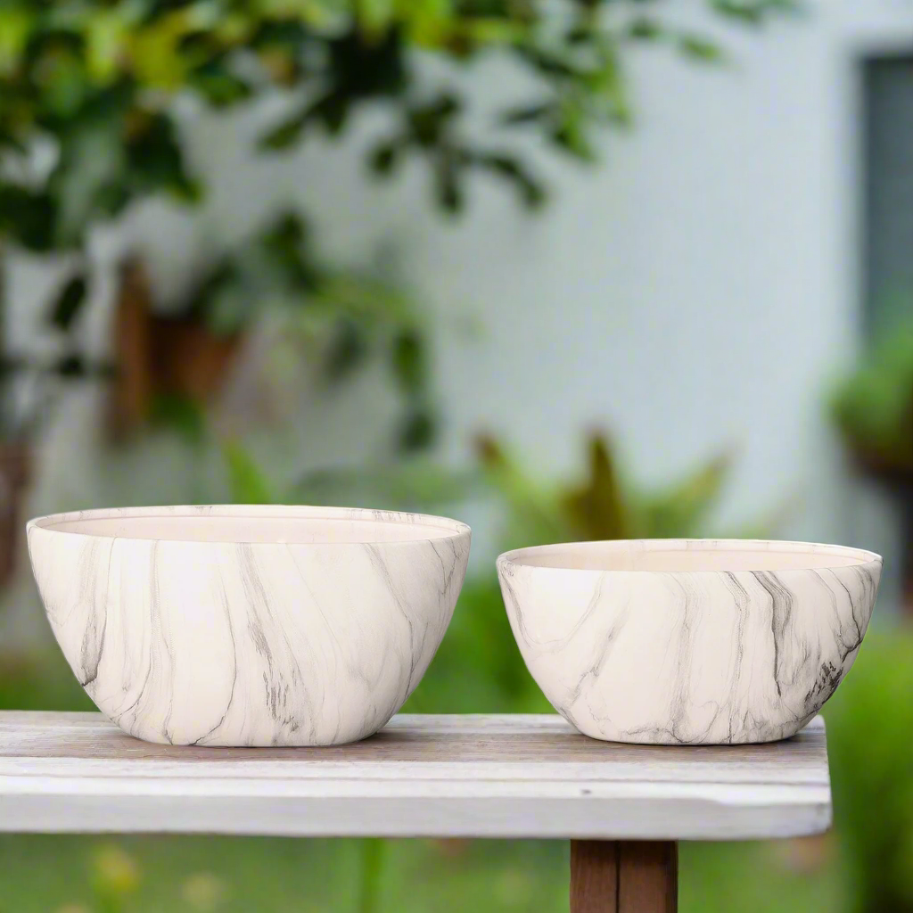 Blair Handcrafted Ceramic Oval Planter Set (Set of Two)