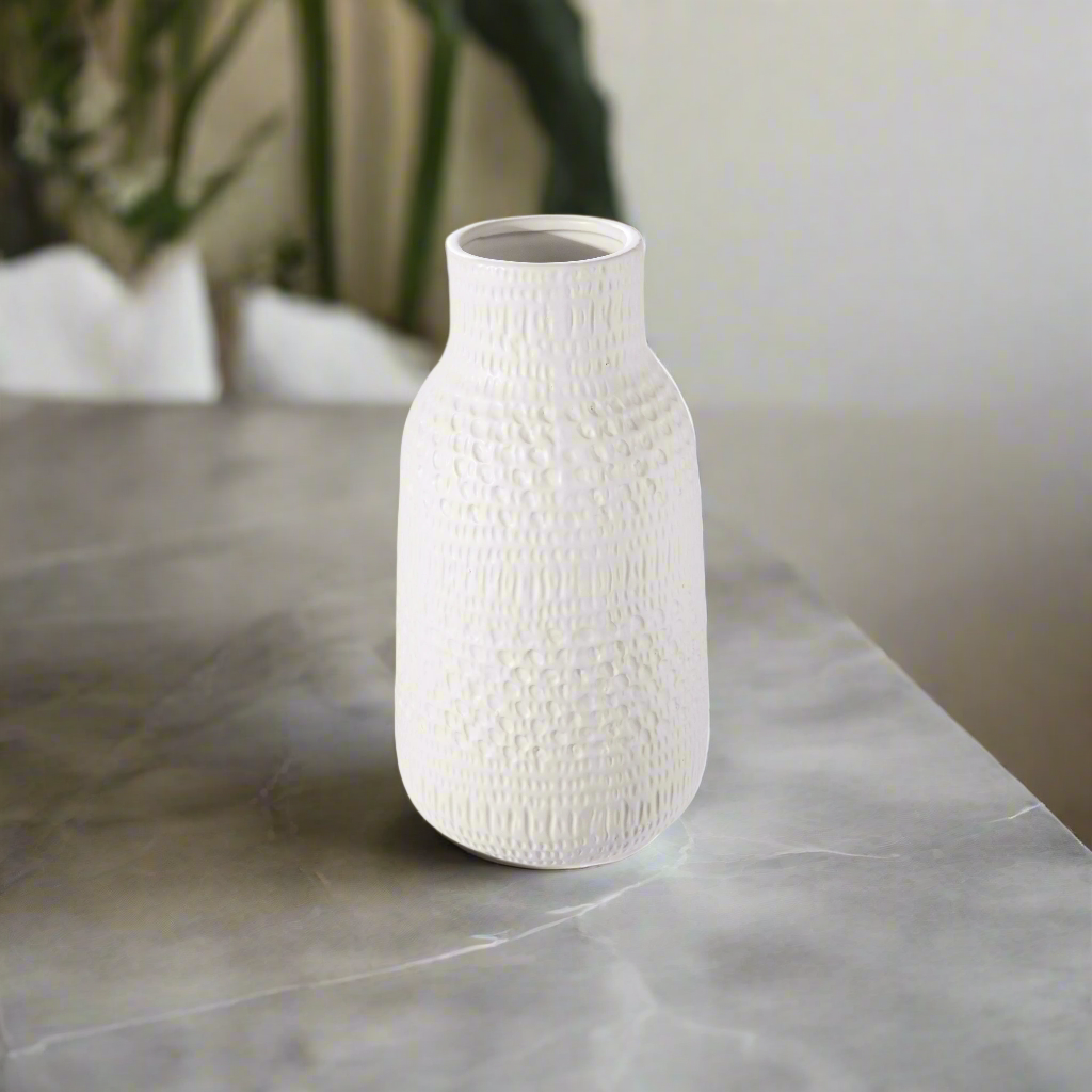 Nyla Ceramic Debossed Tribal Vase