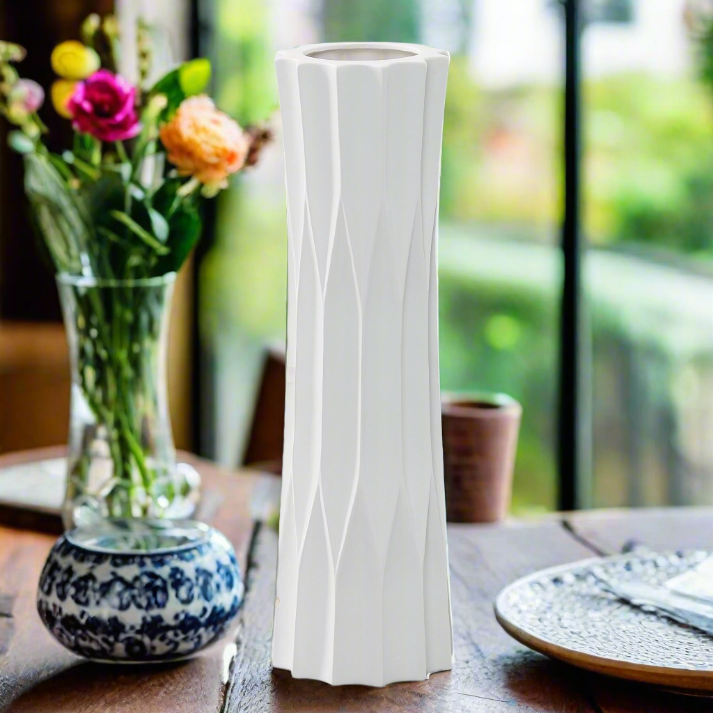 Kaia Ceramic Embossed Diamond Vases