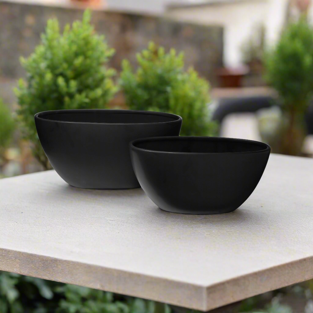 Ceylin Low Oval Ceramic Planter Set (Set of 2)