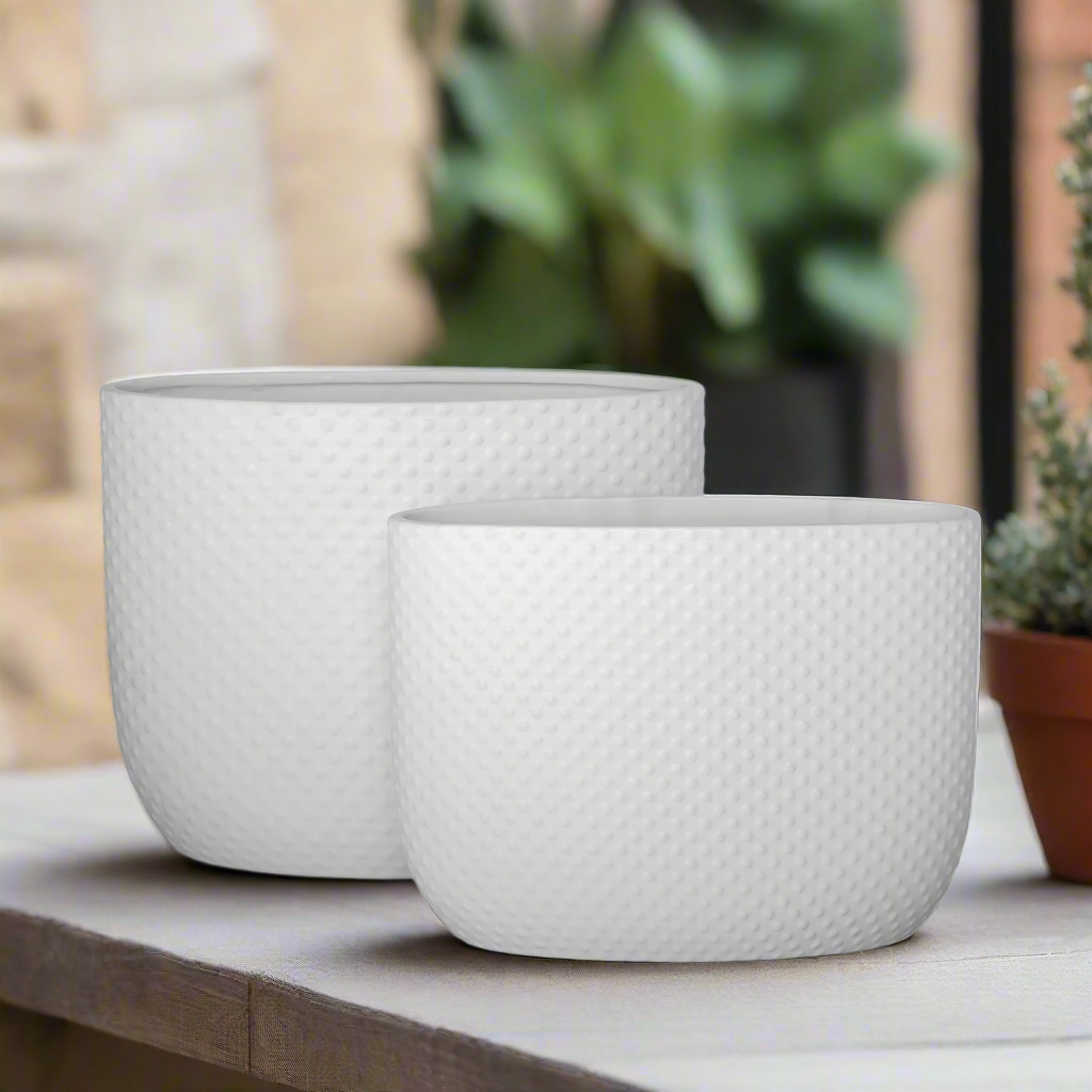 Dovara Symmetry Oval Ceramic Planter Set (Set of 2)