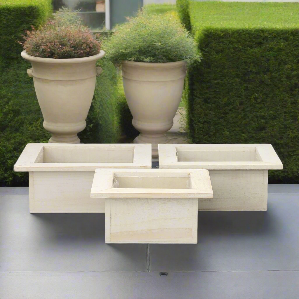 Ceynar Wooden Edge Square Planter Set (Set of 3)