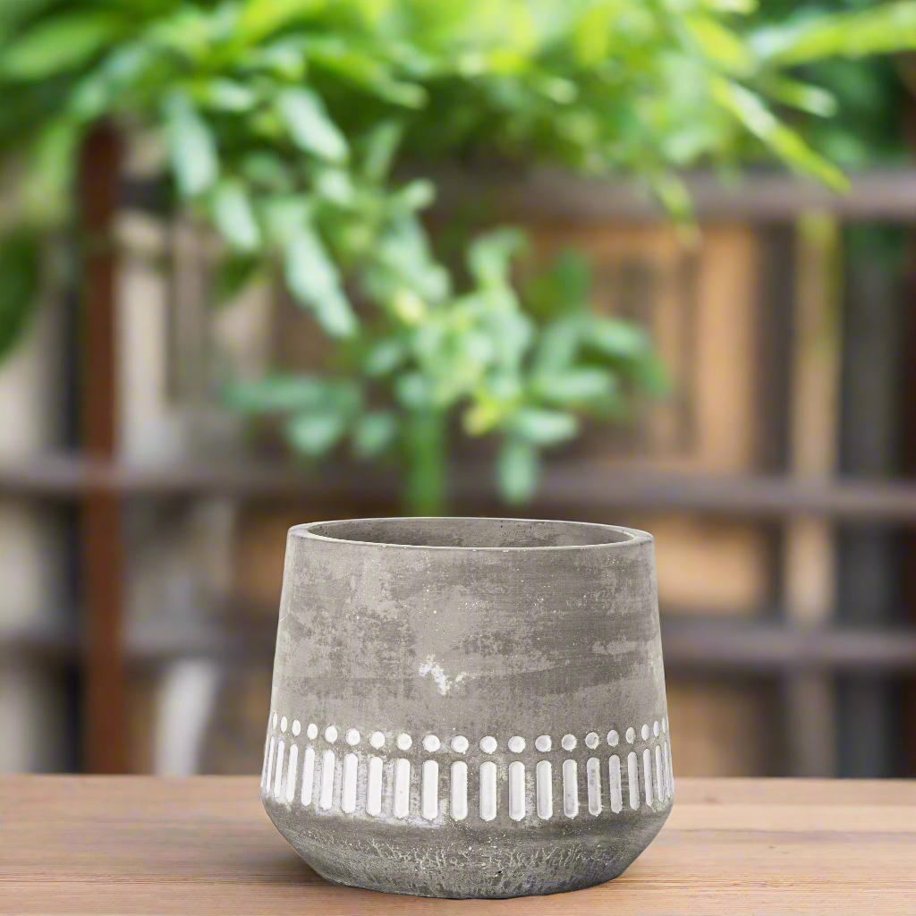 Talia Cement Tribal Round Pot