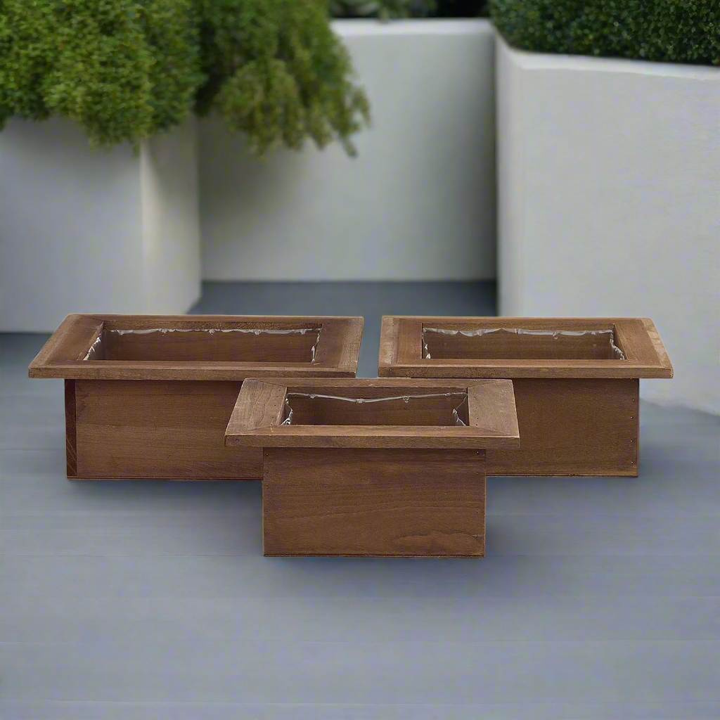Ceynar Wooden Edge Square Planter Set (Set of 3)