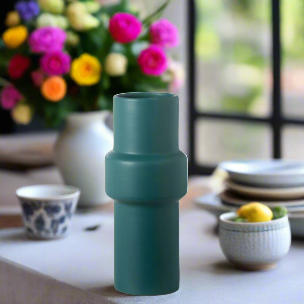 Mabel Ceramic Embossed Pipe Vase