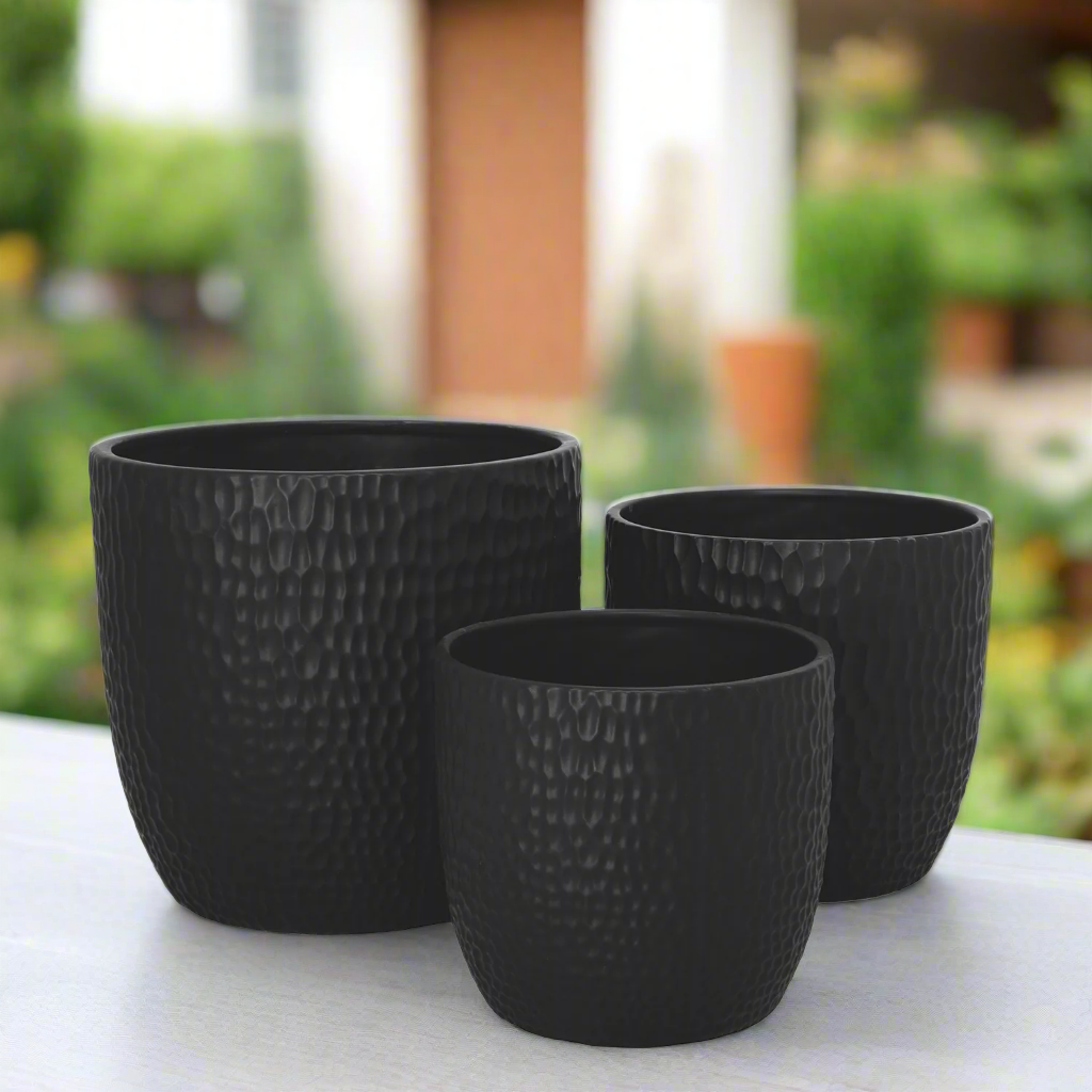 Faye Ceramic Round Planter Set (Set of 3)