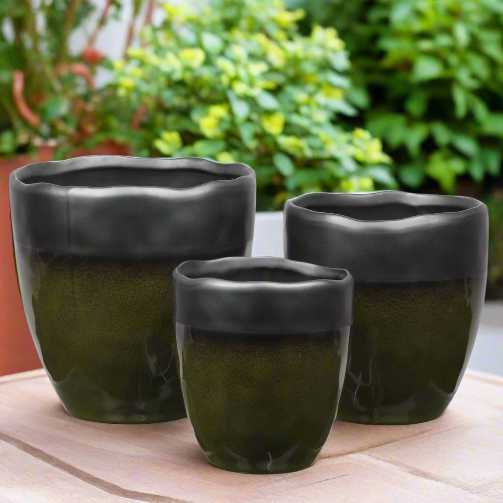 Harvella Irregular Rim Ceramic Planter Set (Set of 3)