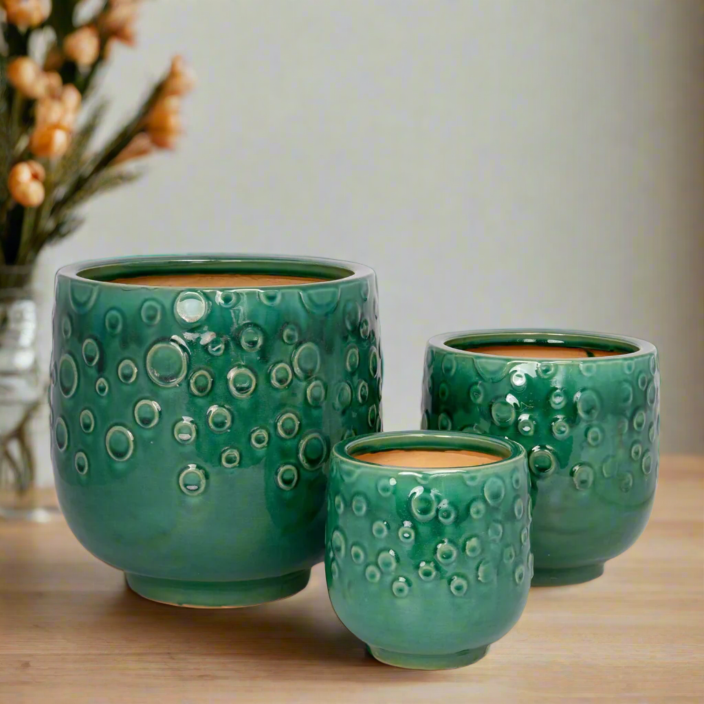 Aven Blossom Ceramic Planter Set (Set of 3)