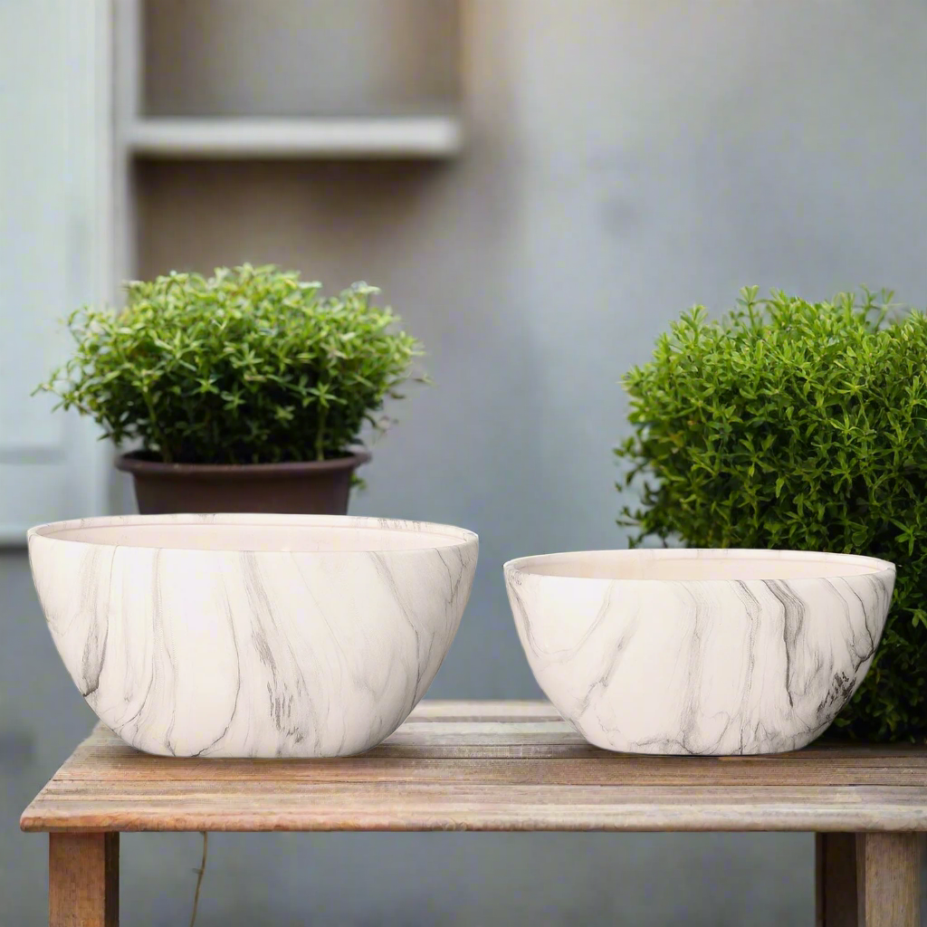 Blair Handcrafted Ceramic Oval Planter Set (Set of Two)