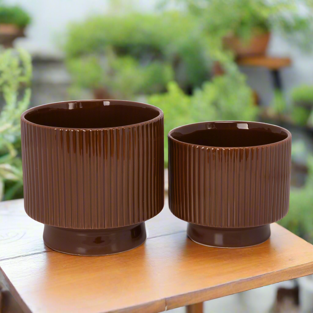 Pax Ceramic Planter with Stand Set (Set of 2)