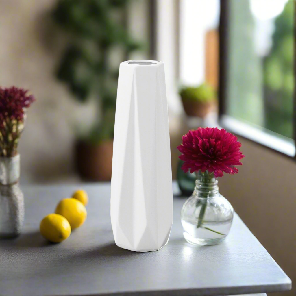Dixie Ceramic Round Geometric Belly Vase