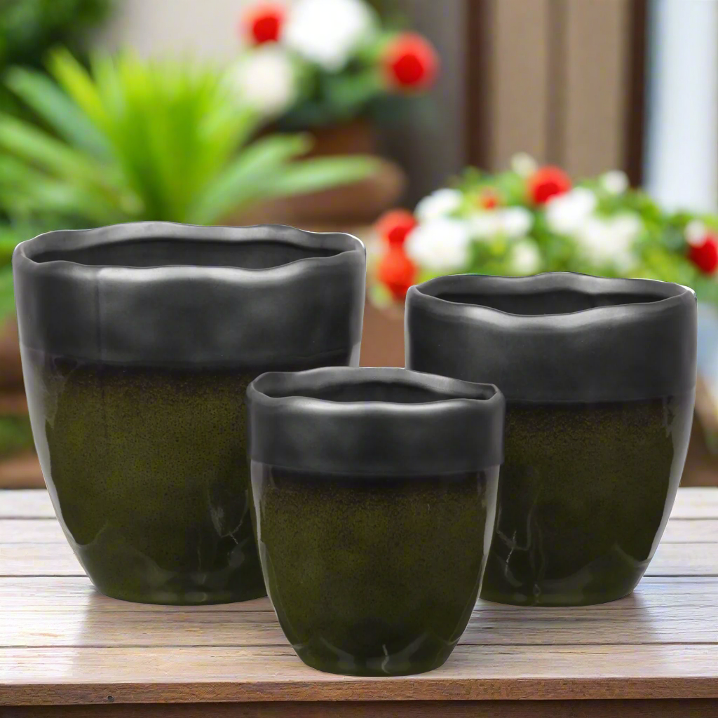 Harvella Irregular Rim Ceramic Planter Set (Set of 3)