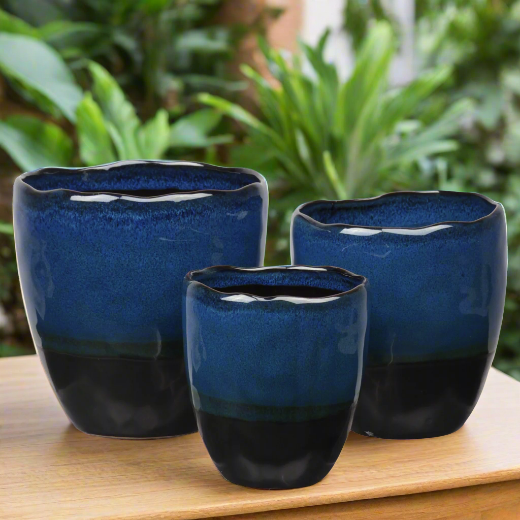 Harvella Irregular Rim Ceramic Planter Set (Set of 3)