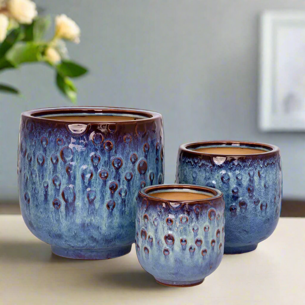 Aven Blossom Ceramic Planter Set (Set of 3)