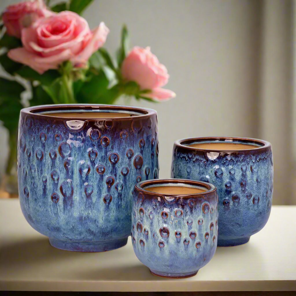 Aven Blossom Ceramic Planter Set (Set of 3)