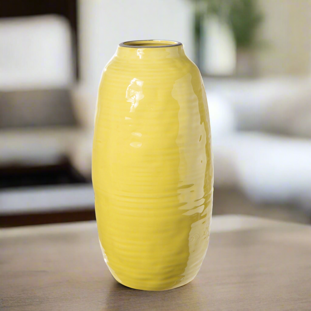 Sylvie Ceramic Tall Ribbed Vase