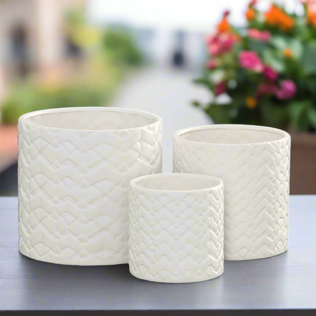 Alene Ceramic Round Planter Set (Set of 3)