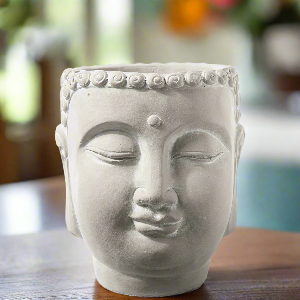 Mael Cement Lady Buddha Head Pot