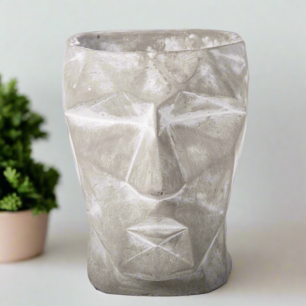 Otis Cement Pixelated Head Planter