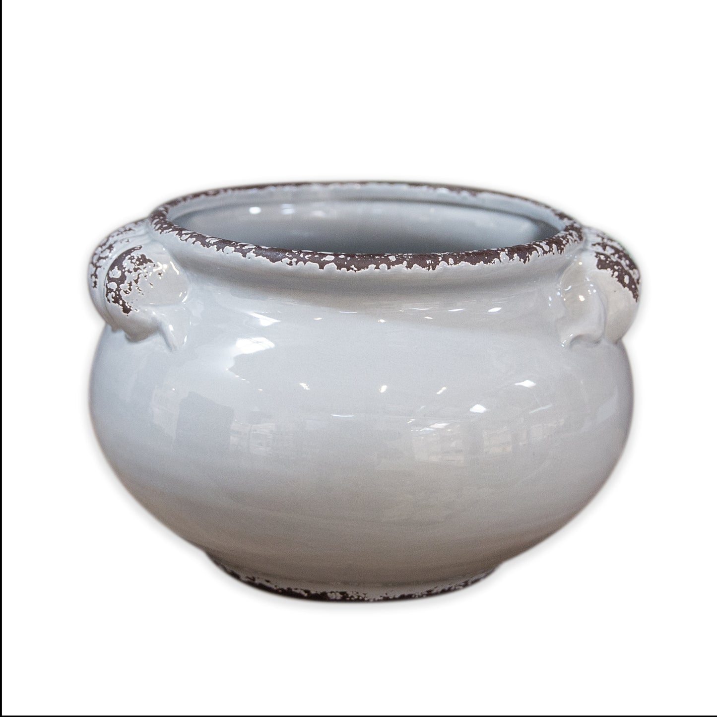 Ceramic Pot Gloss Finish Gray 6.25"H