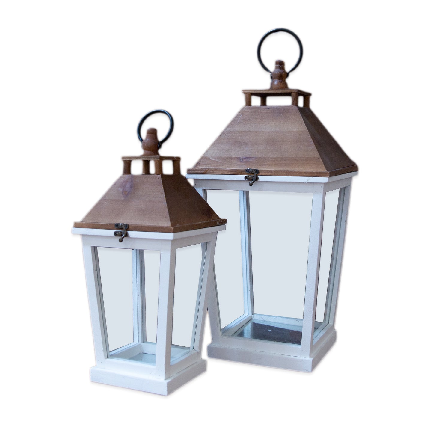 Avenlee White Wood Lanterns (Set of 2)