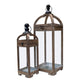 Roystan Glass Frame Wood Lanterns (Set of 2)