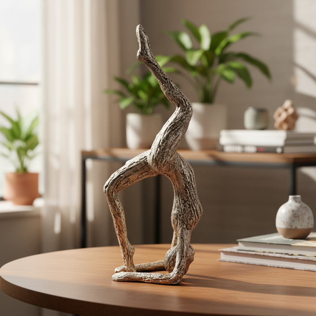 Kendall Polyresin Charcoal Yoga Lady Antique