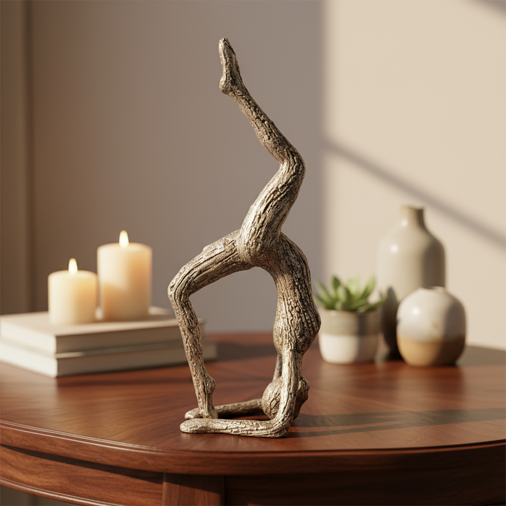 Kendall Polyresin Charcoal Yoga Lady Antique