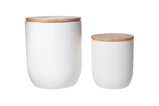 Ceramic Round Canister Matte Finish White-6.25"H -113