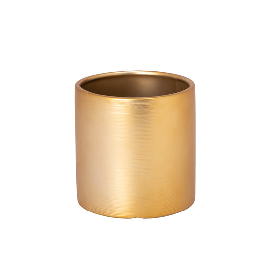 Ceramic Round Pot Matte Finish Gold-5.00"H