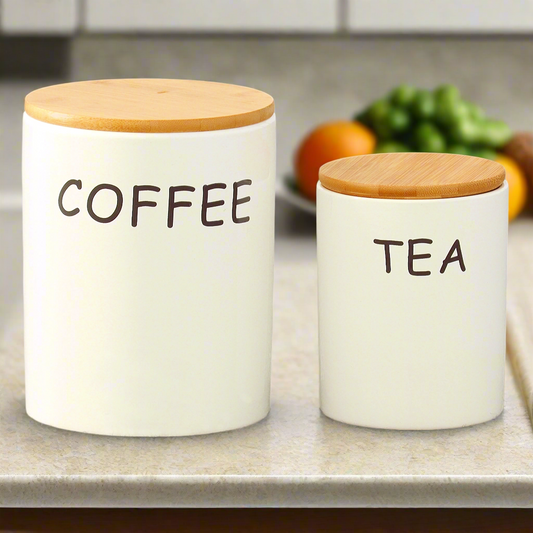 Althera Round Ceramic Canister with Bamboo Lid (Set of 2)