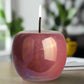 Ceramic Apple Figurine Polished Pearlescent Finish-4.00"H