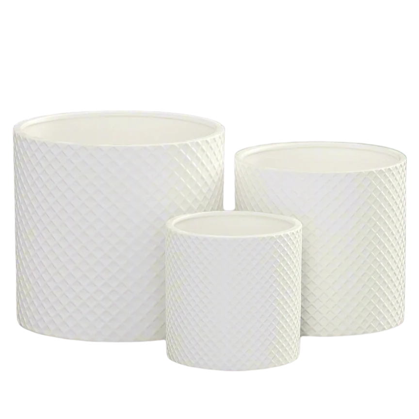 Nelly Diamond Pattern Ceramic Pot (Set of 3)