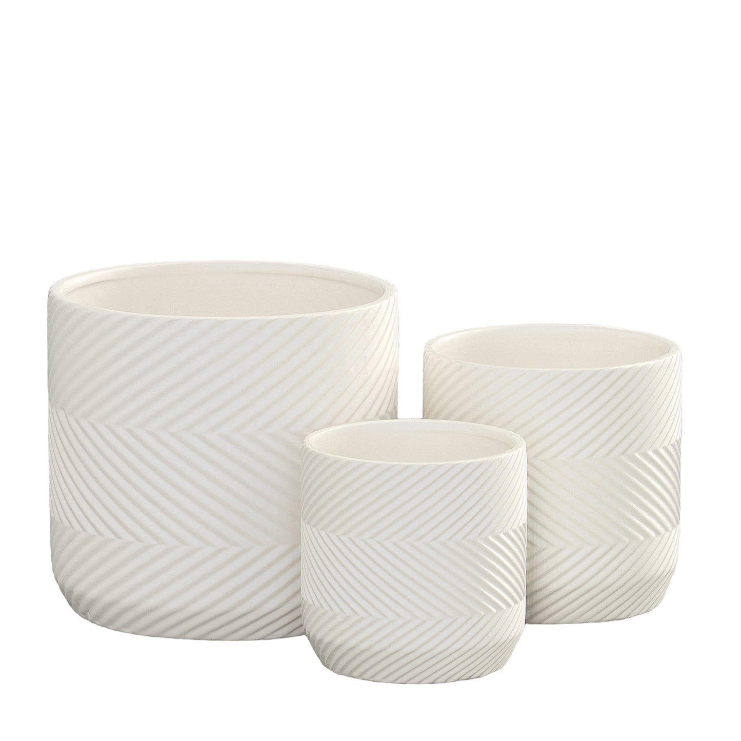 Nelly Diamond Pattern Ceramic Pot (Set of 3)