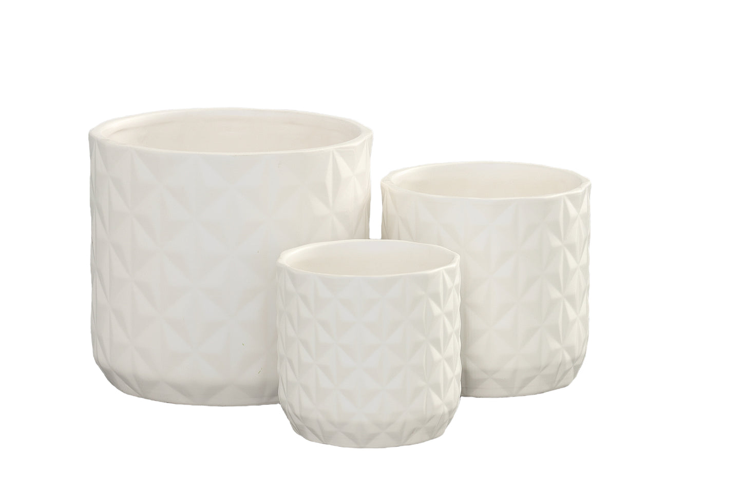 Nelly Diamond Pattern Ceramic Pot (Set of 3)