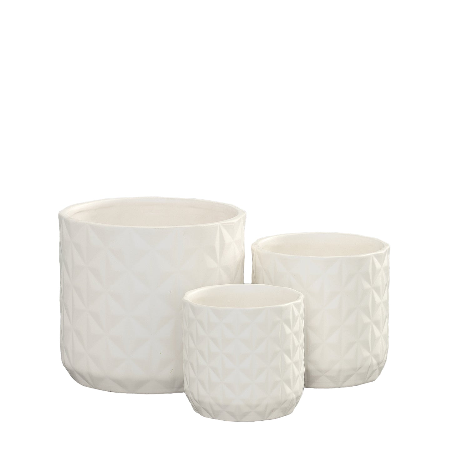 Nelly Diamond Pattern Ceramic Pot (Set of 3)