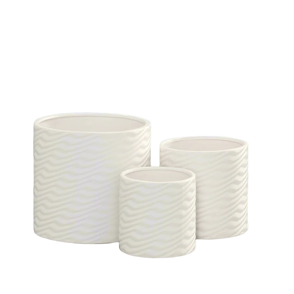 Nelly Diamond Pattern Ceramic Pot (Set of 3)